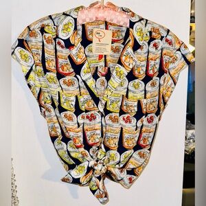 Anthropologie button down, silky soft, flowing, cap sleeve blouse.